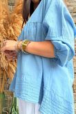 Prairie Pintuck Cotton Smock Denim